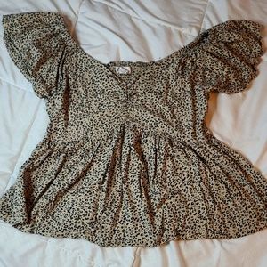 Leopard print flared crop top